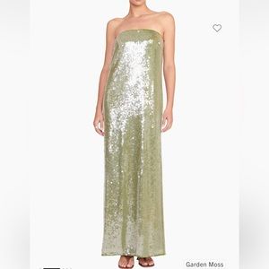 NEW WITH TAGS Staud Casey sequined strapless gown in sea moss size 00